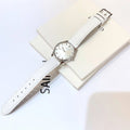 Gucci G-Timeless Mother of Pearl White Dial White Leather Strap Watch For Women - YA126597