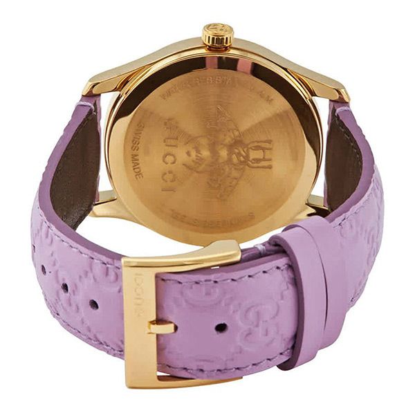 Gucci G Timeless Quartz Lilac Dial Lilac Leather Strap Watch For Women - YA1264098