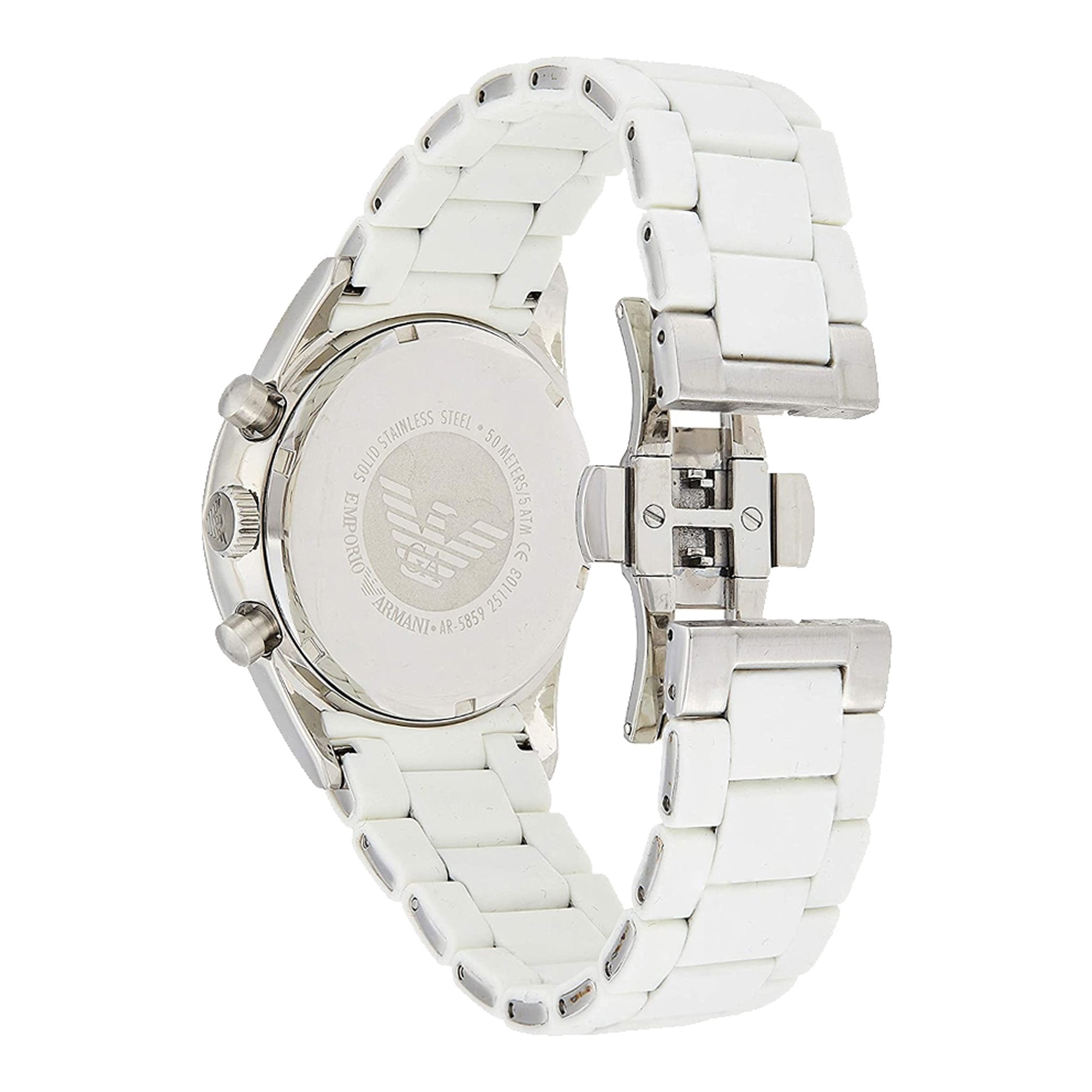 Emporio Armani Sport Chronograph White Dial White Silicone Strap Watch For Men - AR5859