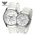 Emporio Armani Sport Chronograph White Dial White Silicone Strap Watch For Men - AR5859