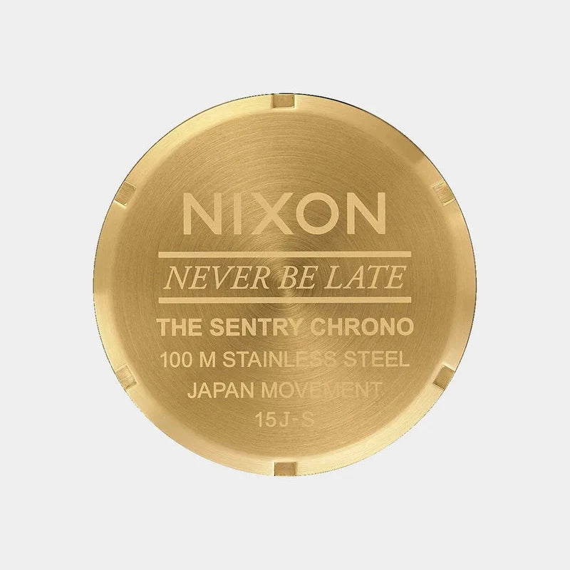 Nixon Sentry Chrono Black Dial Gold Steel Strap Watch for Men - A386-510