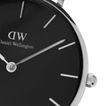 Daniel Wellington Classic Petite Bondi Black Dial White Leather Strap Watch For Women - DW00100284