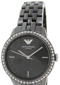 Emporio Armani Crystal Ceramica Black Dial Black Steel Strap Watch For Women - AR1478
