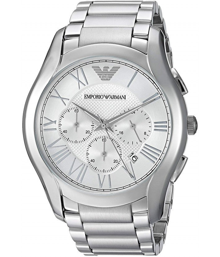 Emporio Armani Velente Chronograph Quartz Silver Dial Silver Steel Strap Watch For Men - AR1702