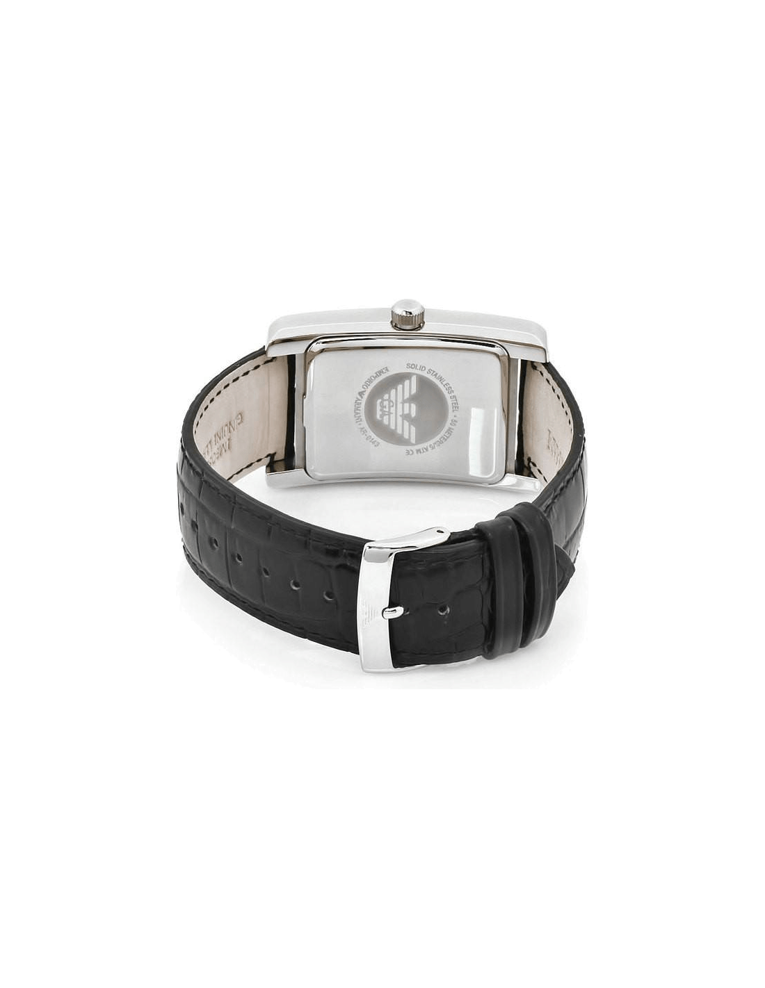 Emporio Armani Black Dial Black Leather Strap Watch For Men - AR0143