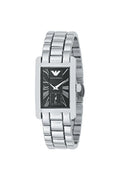 Emporio Armani Classic Black Dial Silver Stainless Steel Watch For Women - AR0157