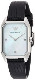 Emporio Armani Gioia Analog Mother of Pearl Dial Black Leather Strap Watch For Women - AR11148