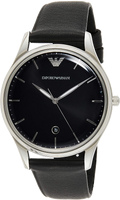 Emporio Armani Classic Quartz Black Dial Black Leather Strap Watch For Men - AR1865