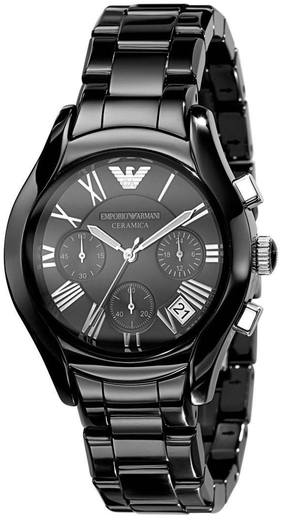Emporio Armani Black Ceramic Dial Ceramic Strap Watch For Women - AR1401