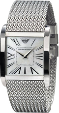 Emporio Armani Super Slim Quartz White Dial Silver Mesh Bracelet Watch For Women - AR2015