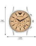 Emporio Armani Classic Chronograph Beige Dial Brown Leather Strap Watch For Men - AR2433