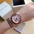 Michael Kors Brecken Chronograph Quartz Rose Gold Dial Rose Gold Steel Strap Watch For Women - MK6367