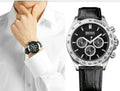 Hugo Boss Ikon Black Dial Black Leather Strap Watch for Men - 1513178