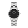 Daniel Wellington Iconic Link Black Dial Silver Steel Strap Watch For Women - DW00100342