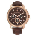 Maserati Successo Brown Dial Brown Leather Strap Watch For Men - R8871621004