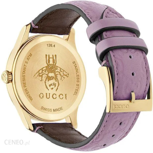 Gucci G Timeless Quartz Lilac Dial Lilac Leather Strap Watch For Women - YA1264098