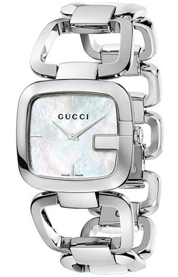 Gucci G-Class Mother of Pearl Dial Silver Steel Strap Watch For Women - YA125404