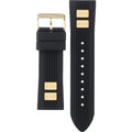 Guess Frontier Diamonds Gold Dial Black Rubber Strap Watch For Women - W1160L1