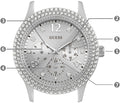 Guess Bedazzle Diamonds Silver Dial Silver Steel Strap Watch For Women - W1097L1