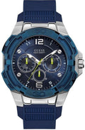 Guess Genesis Multi Function Analog Blue Dial Blue Rubber Strap Watch For Men - W1254G1