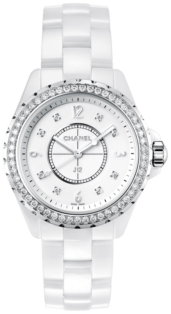 Chanel J12 Quartz Diamonds White Dial White Steel Strap Watch for Women - J12 H3110