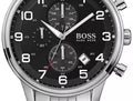 Hugo Boss Aeroliner Chronograph Quartz Black Dial Silver Steel Strap Watch For Men - HB1512446