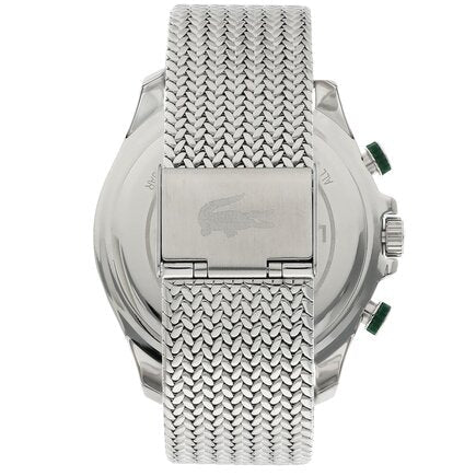 Lacoste Neoheritage Chronograph Green Dial Silver Steel Strap Watch for Men - 2011255
