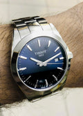 Tissot Gentleman Quartz Blue Dial Silver Steel Strap Watch For Men - T127.410.11.041.00