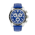 Versace V-Ray Chronograph Quartz Blue Dial Blue Leather Strap Watch for Men - VE2I00721