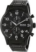 Hugo Boss Chronograph Black Dial Black Steel Strap Watch for Men - 1513180