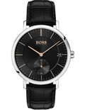 Hugo Boss Corporal Black Dial Black Leather Strap Watch for Men - 1513638