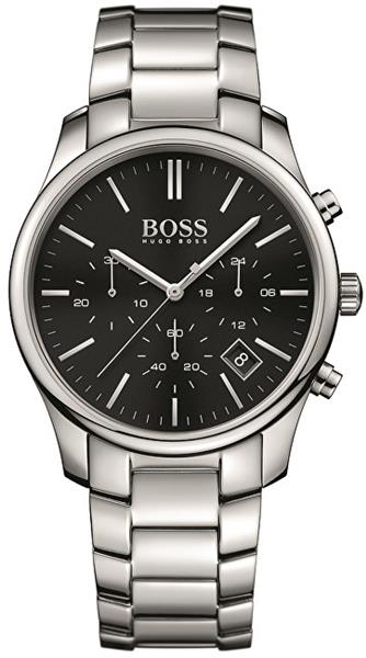 Hugo Boss Commander Black Dial Silver Steel Strap Watch for Men - 1513433