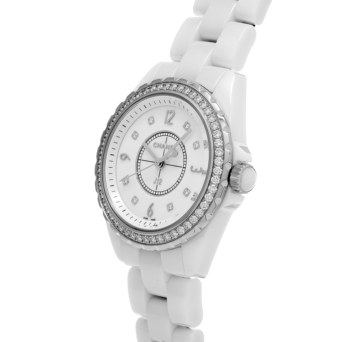 Chanel J12 Quartz Diamonds White Dial White Steel Strap Watch for Women - J12 H3110