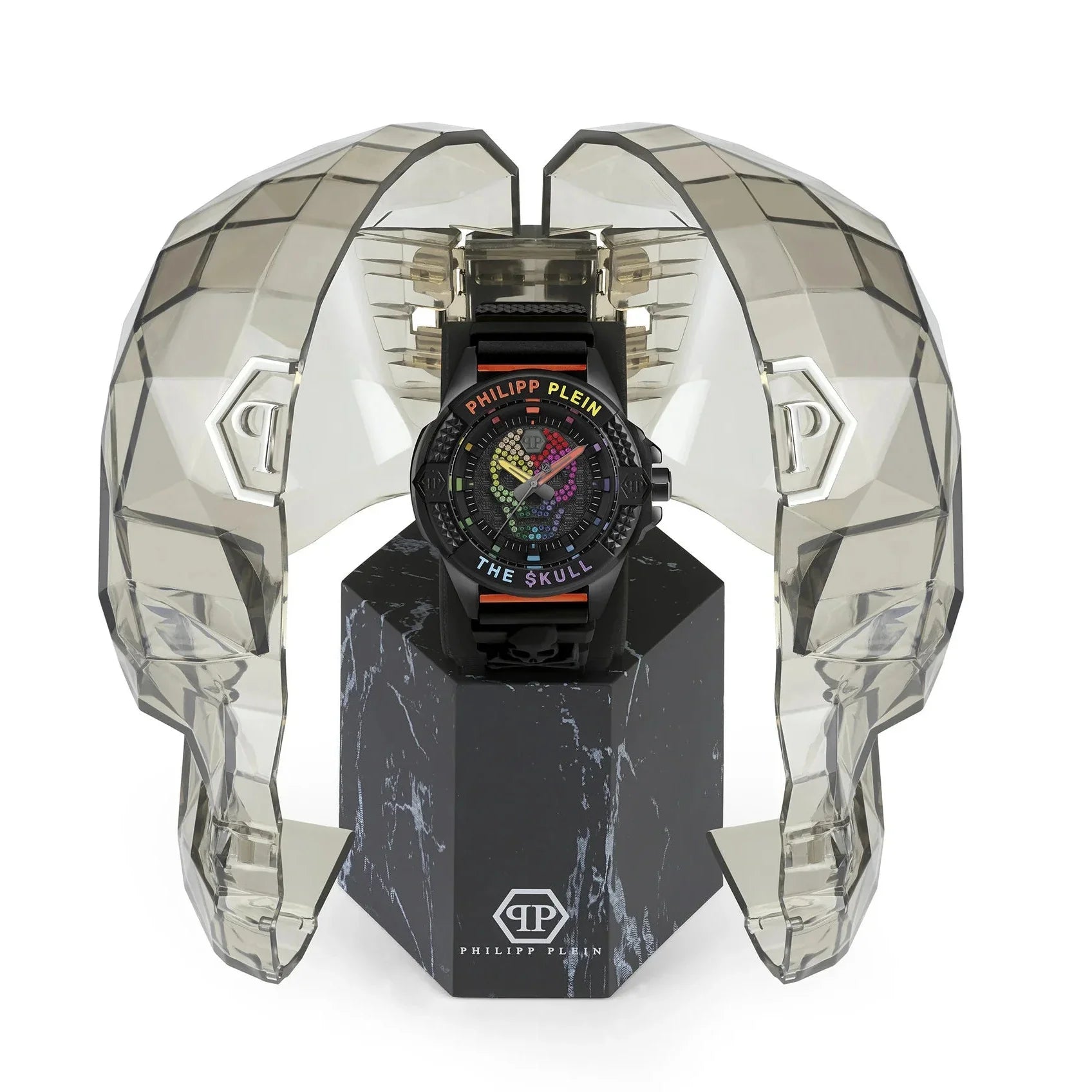 Philipp Plein The Skull Black Dial Black Silicone Strap Watch for Men - PWAAA0621