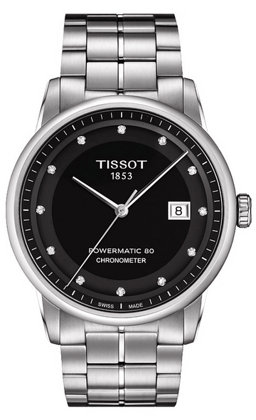 Tissot T Classic Luxury Powermatic 80 Black Dial Silver Steel Strap Watch For Men - T086.408.11.056.00