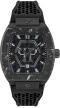 Philipp Plein Hexagon Phantom Black Dial Black Silicone Strap Watch For Men- PWPUA0624