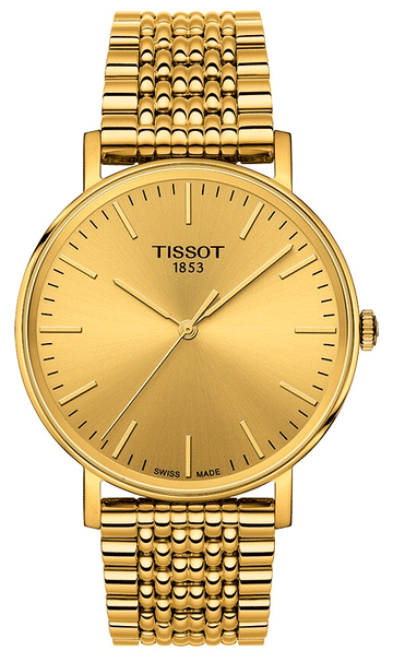 Tissot T Classic Everytime Medium Gold Dial Gold Mesh Bracelet Watch For Men - T109.410.33.021.00