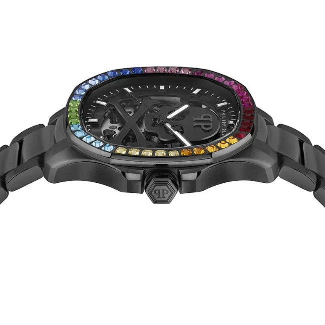 Philipp Plein High-Conic Automatic Black Dial Black Steel Strap Watch For Men - PWRAA0823