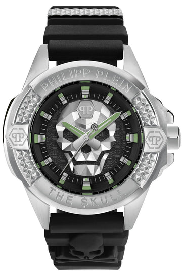 Philipp Plein The Skull Black Dial Black Silicone Strap Watch for Men - PWAAA0121