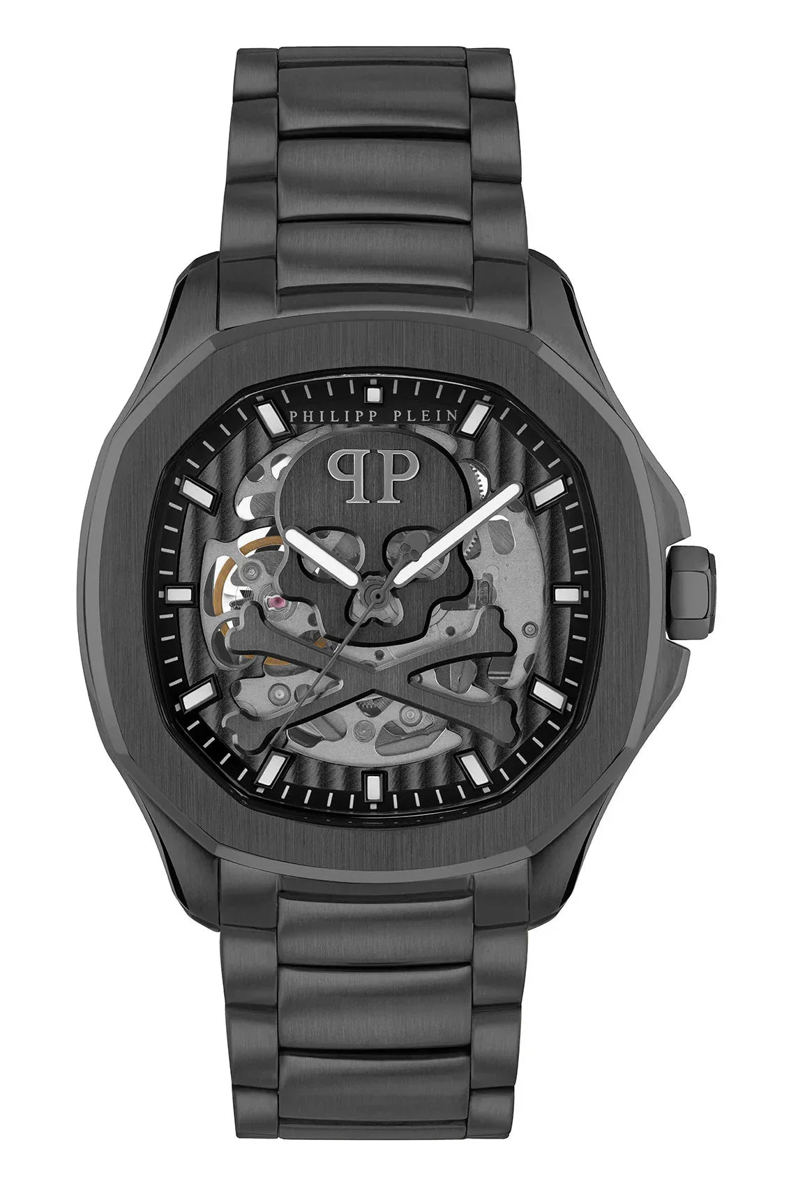 Philipp Plein High-Conic Automatic Black Dial Black Steel Strap Watch For Men- PWRAA0423
