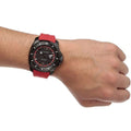 Tommy Hilfiger Windsurf Black Dial Red Rubber Strap Watch for Men - 1791112