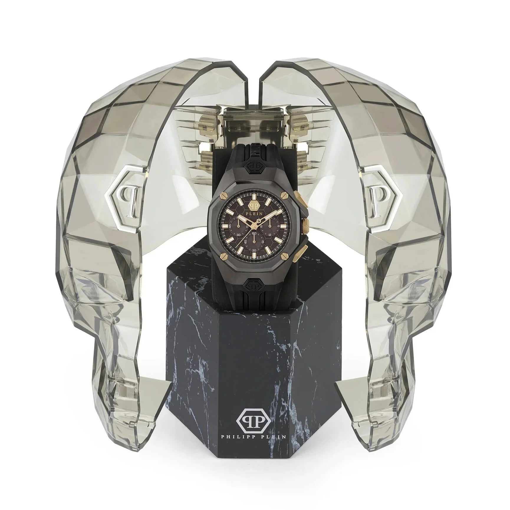 Philipp Plein Octagon Black Dial Black Silicone Strap Watch for Men - PWTBA0323