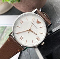 Emporio Armani Herren White Dial Brown Leather Strap Watch For Men - AR11103