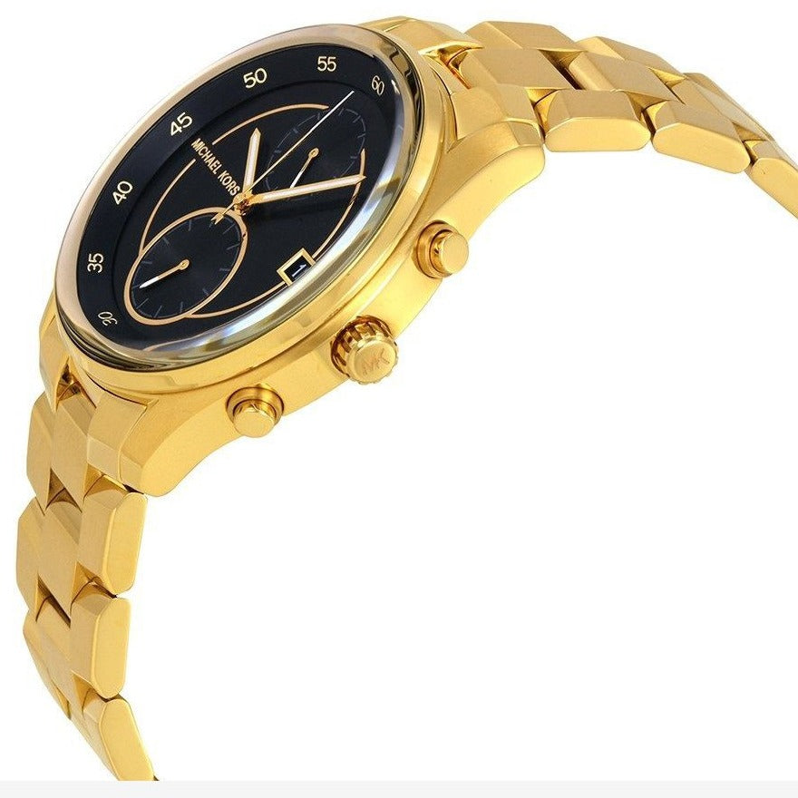 Michael Kors Blair Quartz Black Dial Gold Steel Strap Watch For Women - MK6497