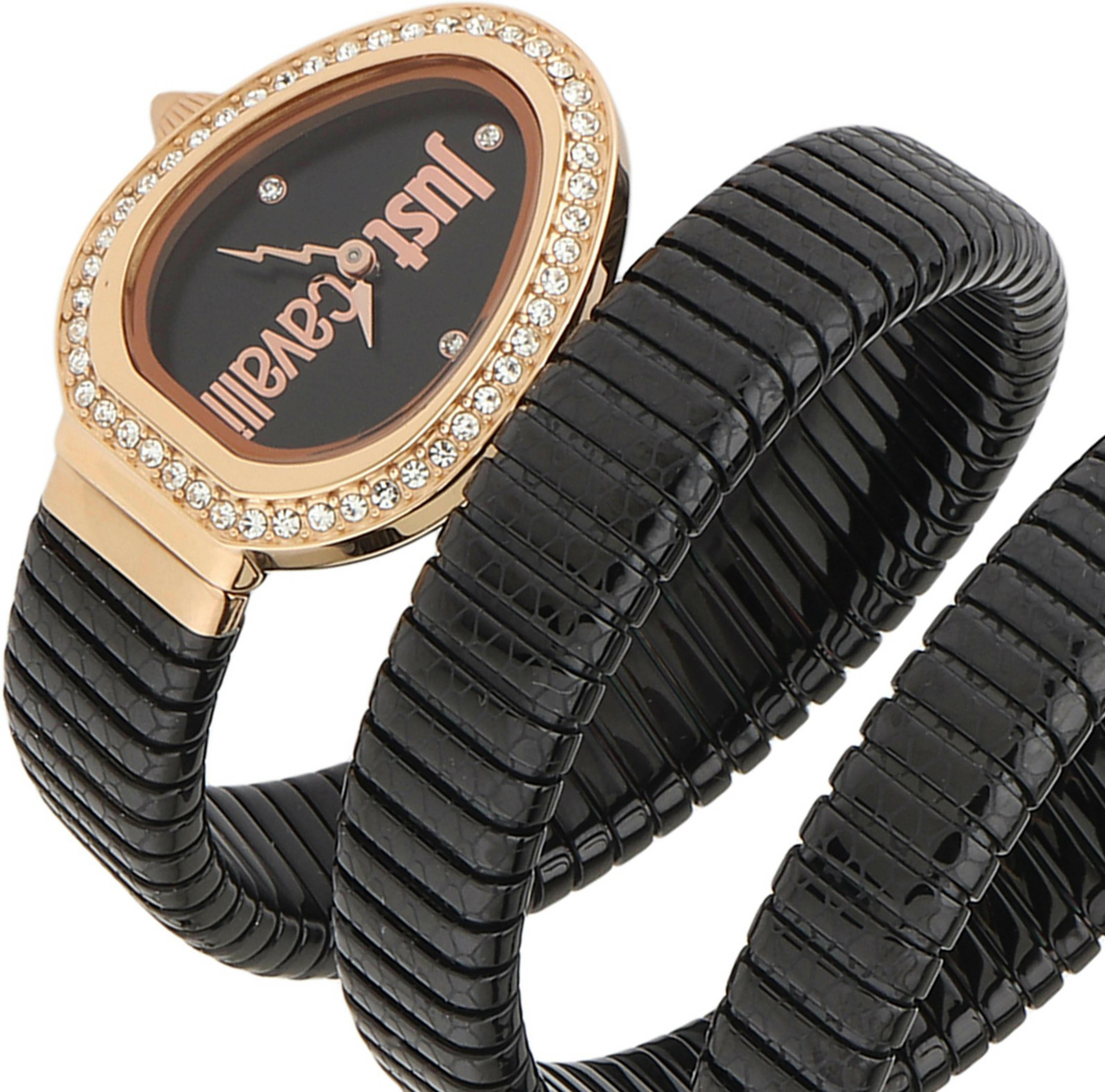 Just Cavalli Doppio Black Dial Black Steel Strap Watch for Women - JC1L163M0045