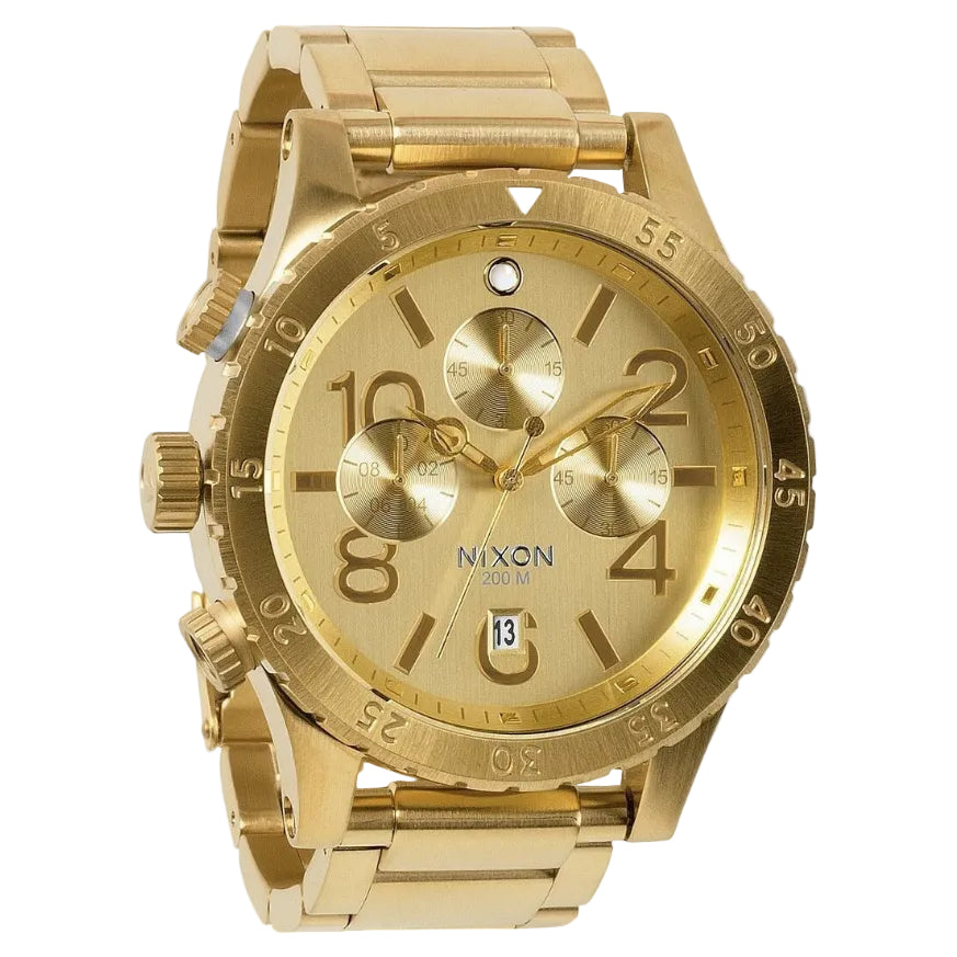 Nixon 48-20 Chrono Gold Dial Gold Steel Strap Watch for Men - A486-502
