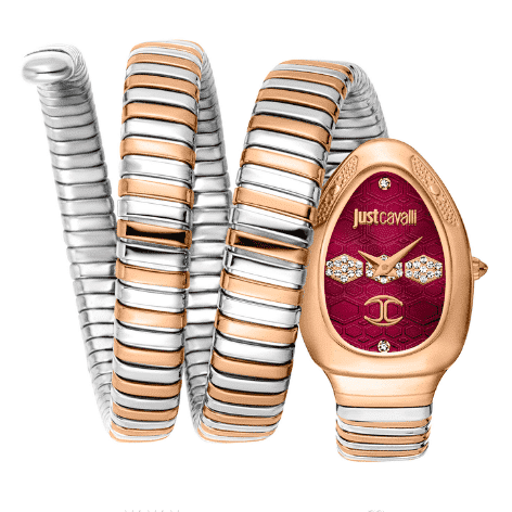 Just Cavalli Cosenza Red Dial Two Tone Steel Strap Watch for Women - JC1L232M0065