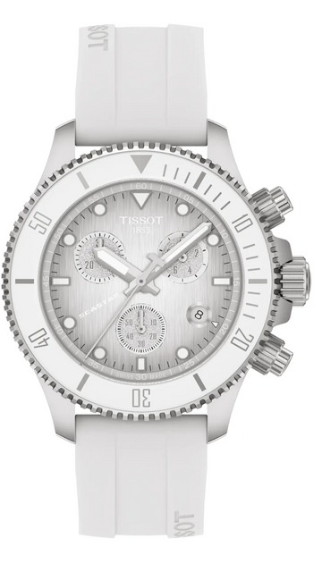 Tissot Seastar 1000 Chronograph Grey Dial White Rubber Strap Watch for Men - T120.217.17.011.00