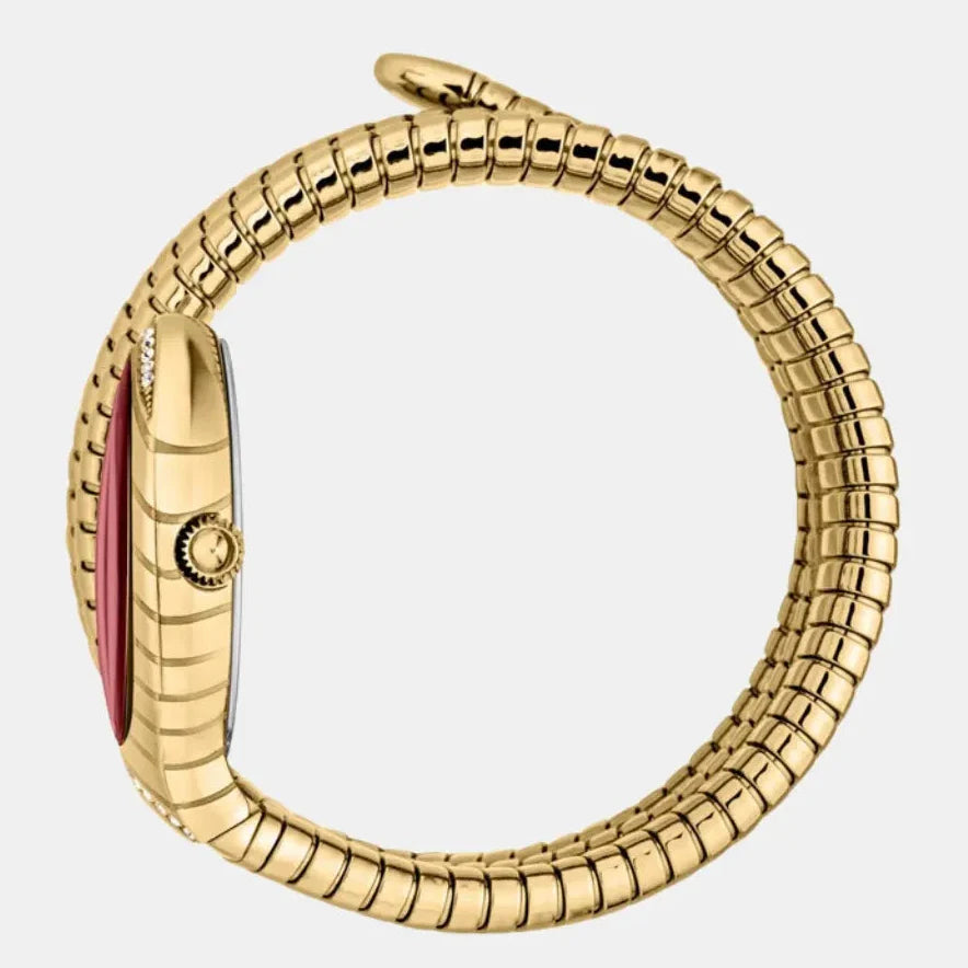Just Cavalli Classico Lungo Red Dial Gold Steel Strap Watch for Women - JC1L248M0035