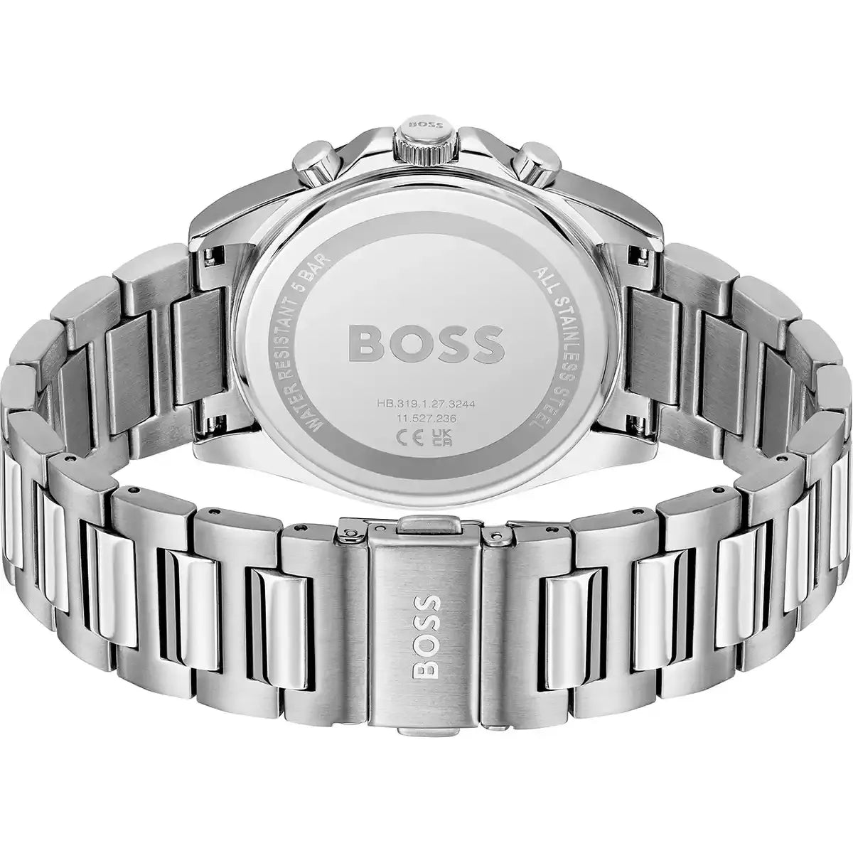 Hugo Boss Strike Chronograph Black Dial Silver Steel Strap Watch for Men - 1514290